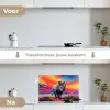 Neushoorn - Zonsondergang - Savanna - Kleurrijk keuken achterwand spatscherm klein -voor_na_NL