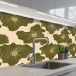 Modern - Abstract - Groen keuken achterwand 2 middel 871 -3d_schuin