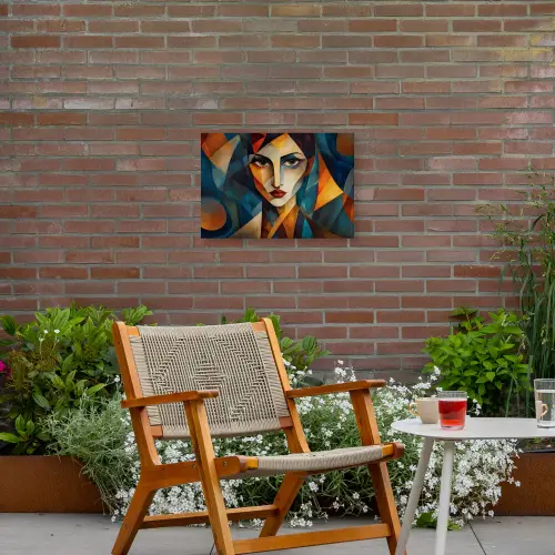 Portret - Abstract - Vormen Tuinposter op houten frame 2 cm dik klein -sfeer3