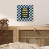 Patroon - Geblok - Blauw - Slow down you're doing fine aluminium wit klein -sfeer3