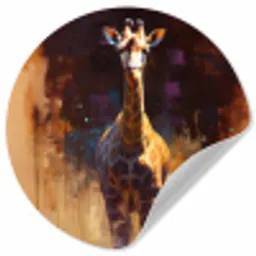 Giraf - Bruin - Abstract - Geschilderd Wandcirkel behangsticker klein -3d
