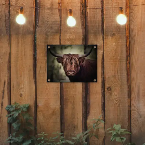Schotse hooglander - Licht - Portret - Natuur tuinposter los doek klein -sfeer1