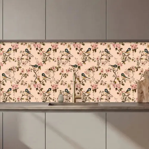 Bloesem - Koolmees - Roze keuken achterwand 2 middel 871 zz_3dshopping