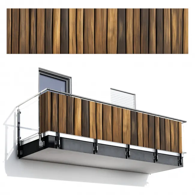 Balkonscherm - Hout - Planken - Natuurtinten