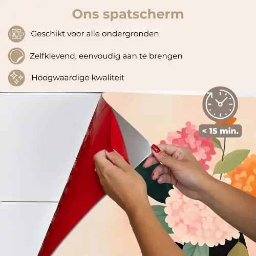 Vaas - Bloemen - Vlinder - Rood keuken achterwand spatscherm klein -spatscherm_NL