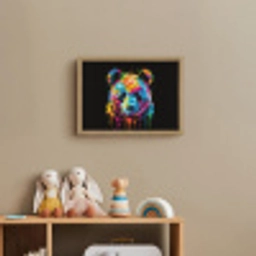 Panda - Dieren - Kleur - Verf - Zwart Light Box met batterij (Wandlamp kind) middel -sfeer2_kind