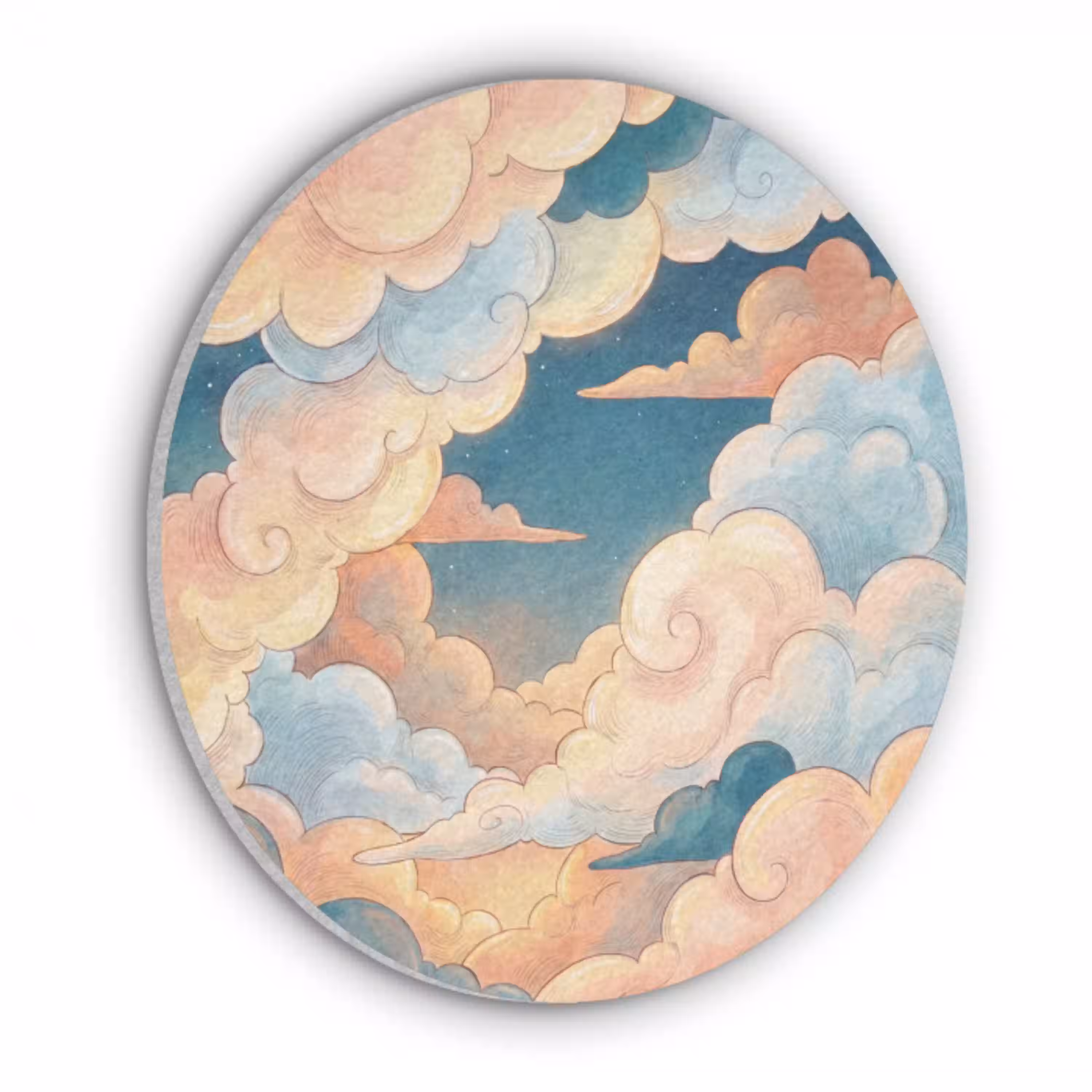 Wolk - Lucht - Natuur - Illustratief - Oranje Akoestische PET Vilt - Rond klein -3d