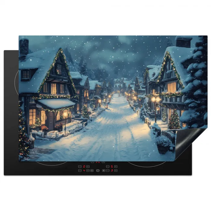 Kerstdorp - Kerst - Sneeuw - Winter Inductie beschermer vinyl 3mm klein -3d