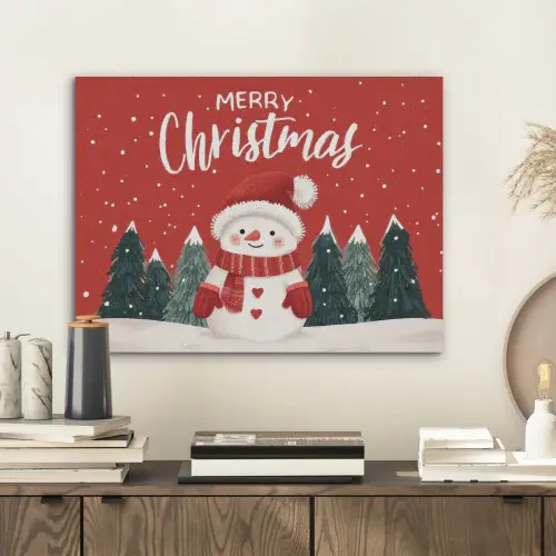 Kerstgroet - Sneeuw - Rood PET vilt klein -sfeer1