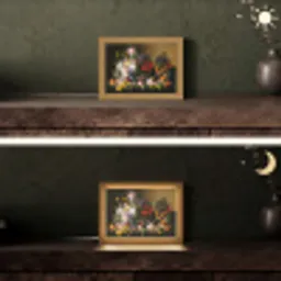Stilleven met bloemen en fruit - Kunstwerk - Oude meesters Light Box met kabel (Tafellamp) klein -sfeer3