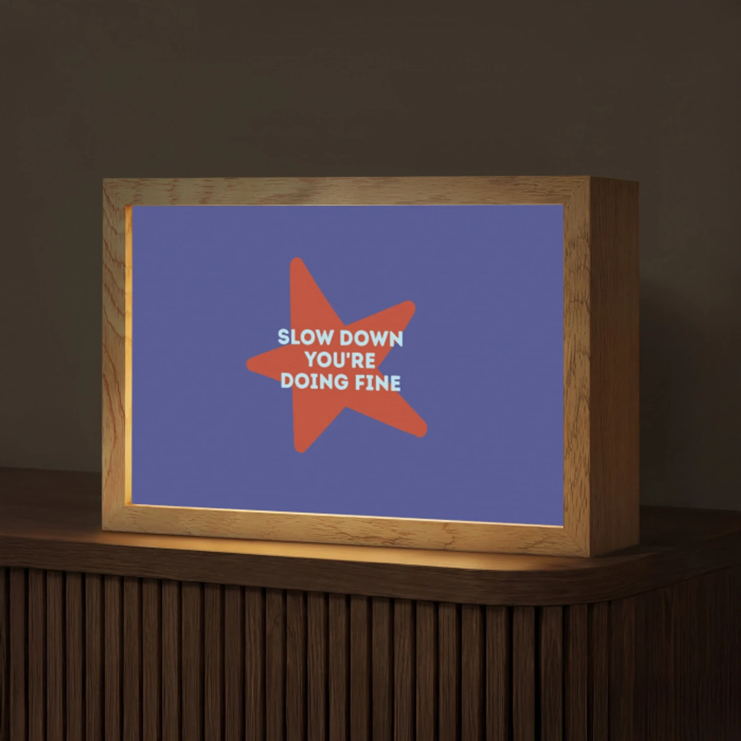 Slow down you're doing fine - Ster - Blauw Light Box met kabel (Tafellamp) klein -z3d_website