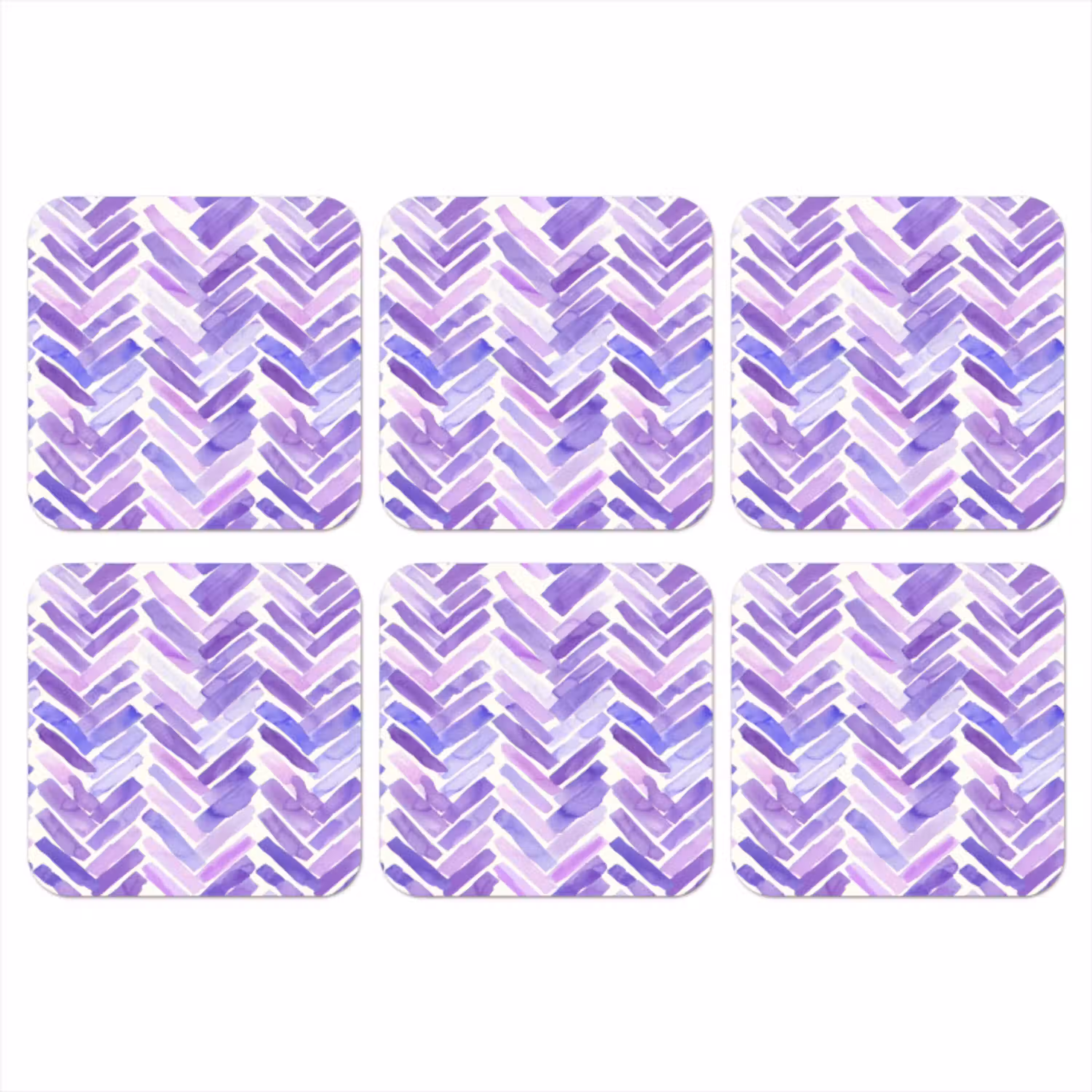 Paars - Visgraat - Aquarel - Penseelstreken - Patroon onderzetter kurk middel 366 -3d
