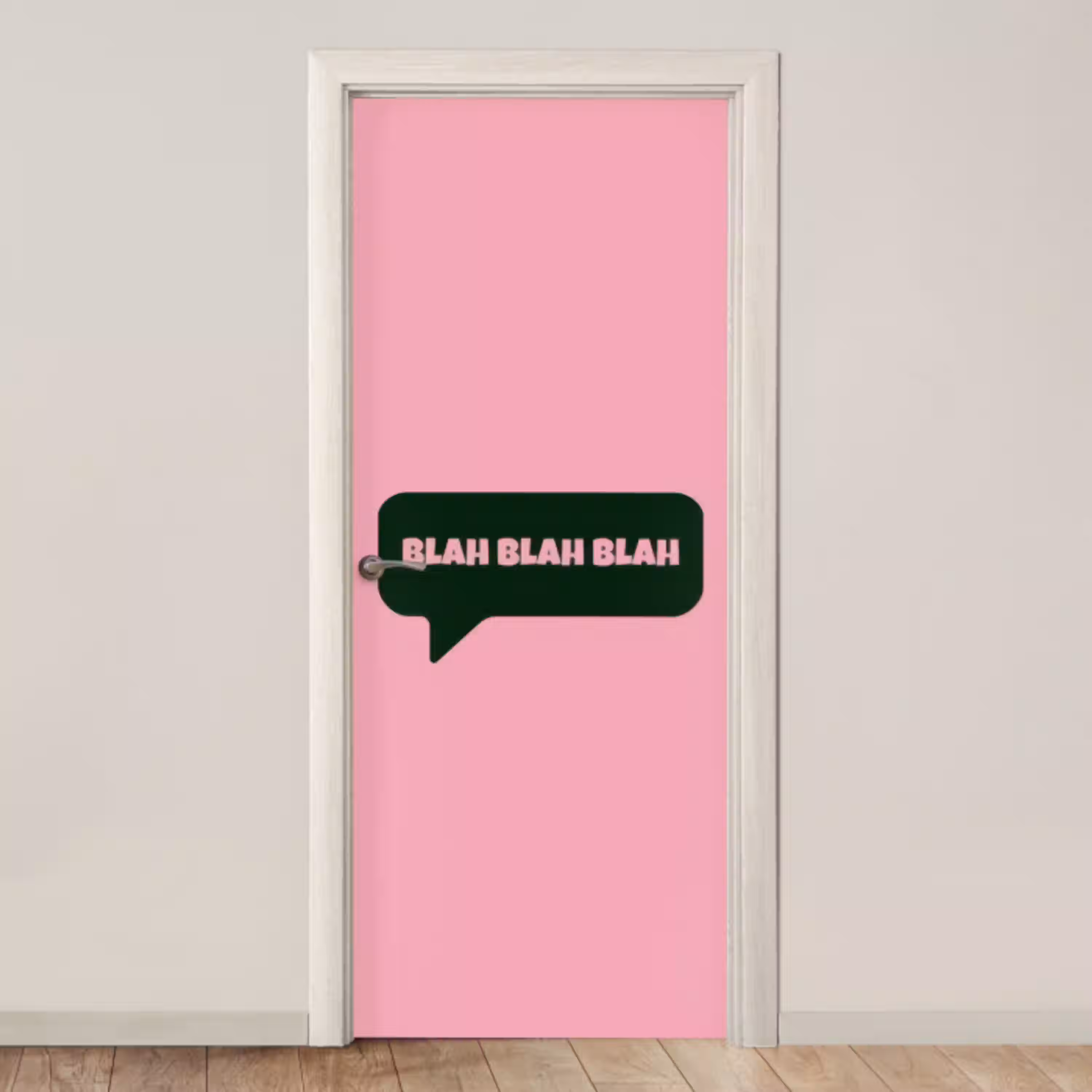 Roze - Tekstwolk - Groen - BLAH BLAH BLAH deurposter klein -3d_beige