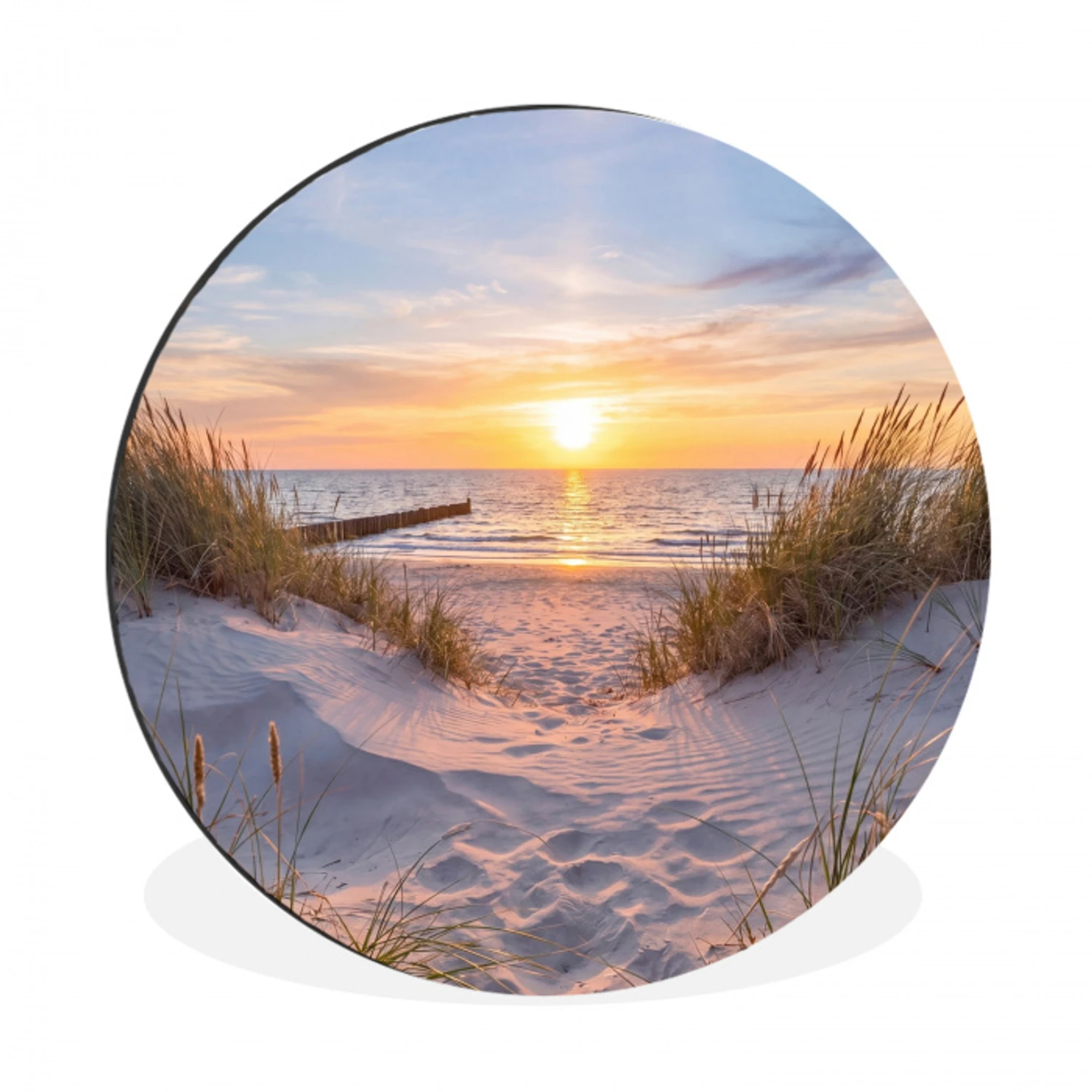 Strand - Zonsondergang - Natuur - Landschap Wandcirkel aluminium klein -3d