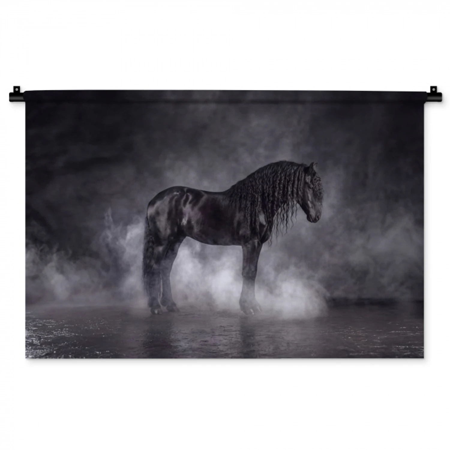 Paard - Magisch - Zwart Wandkleed katoen middel -zz3d