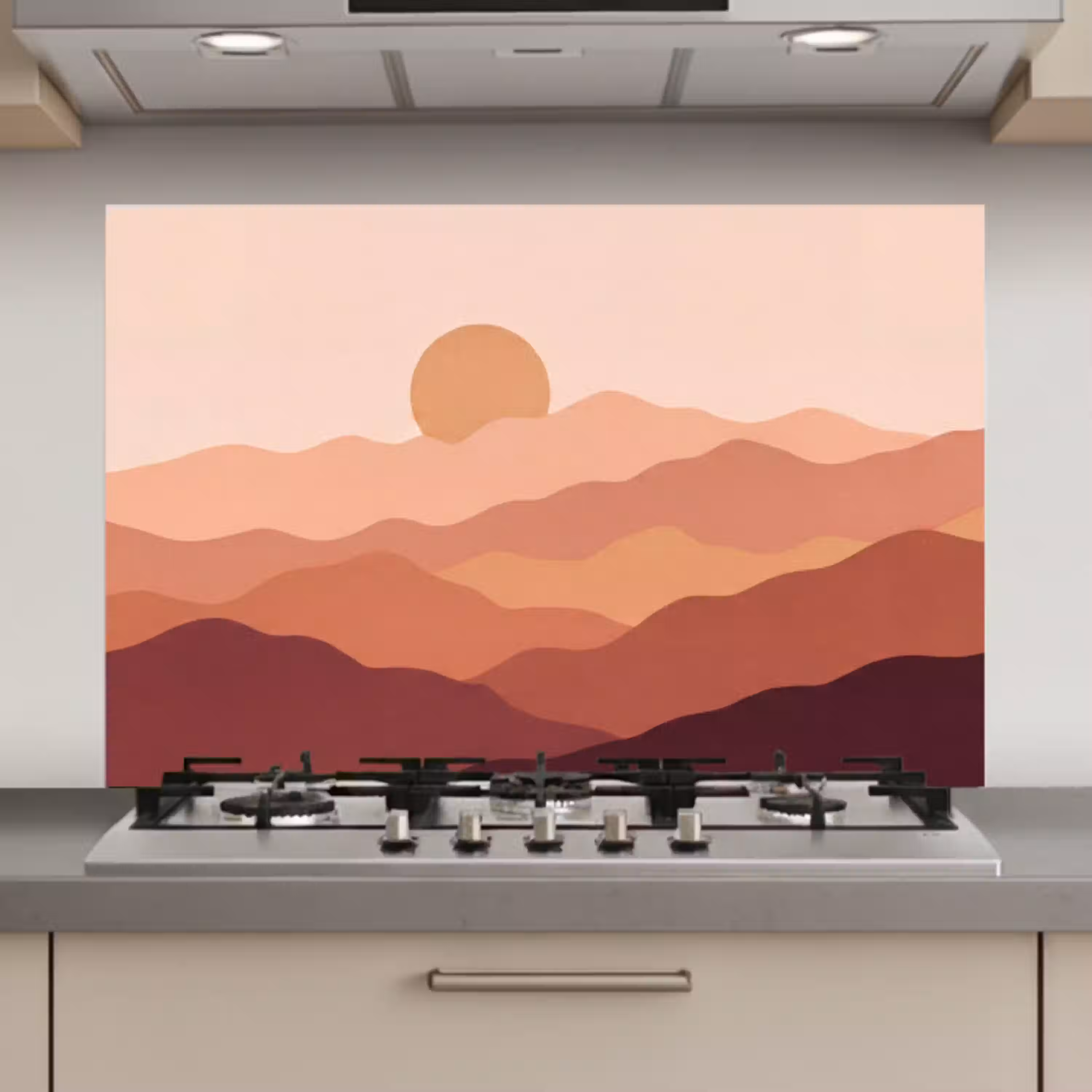 Natuur - Heuvels - Abstract - Modern - Oranje keuken achterwand spatscherm klein -3d_website