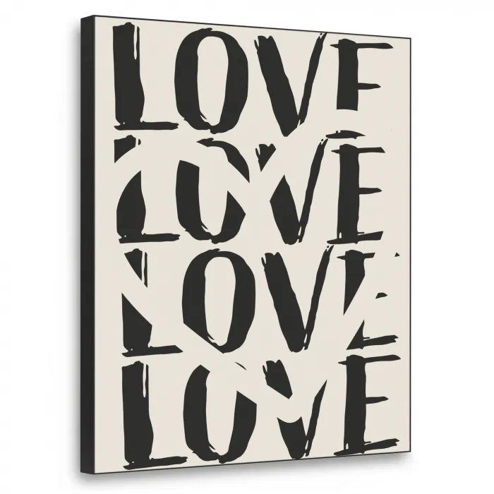 Love - Hart - Beige Textielframe zwart klein -3d