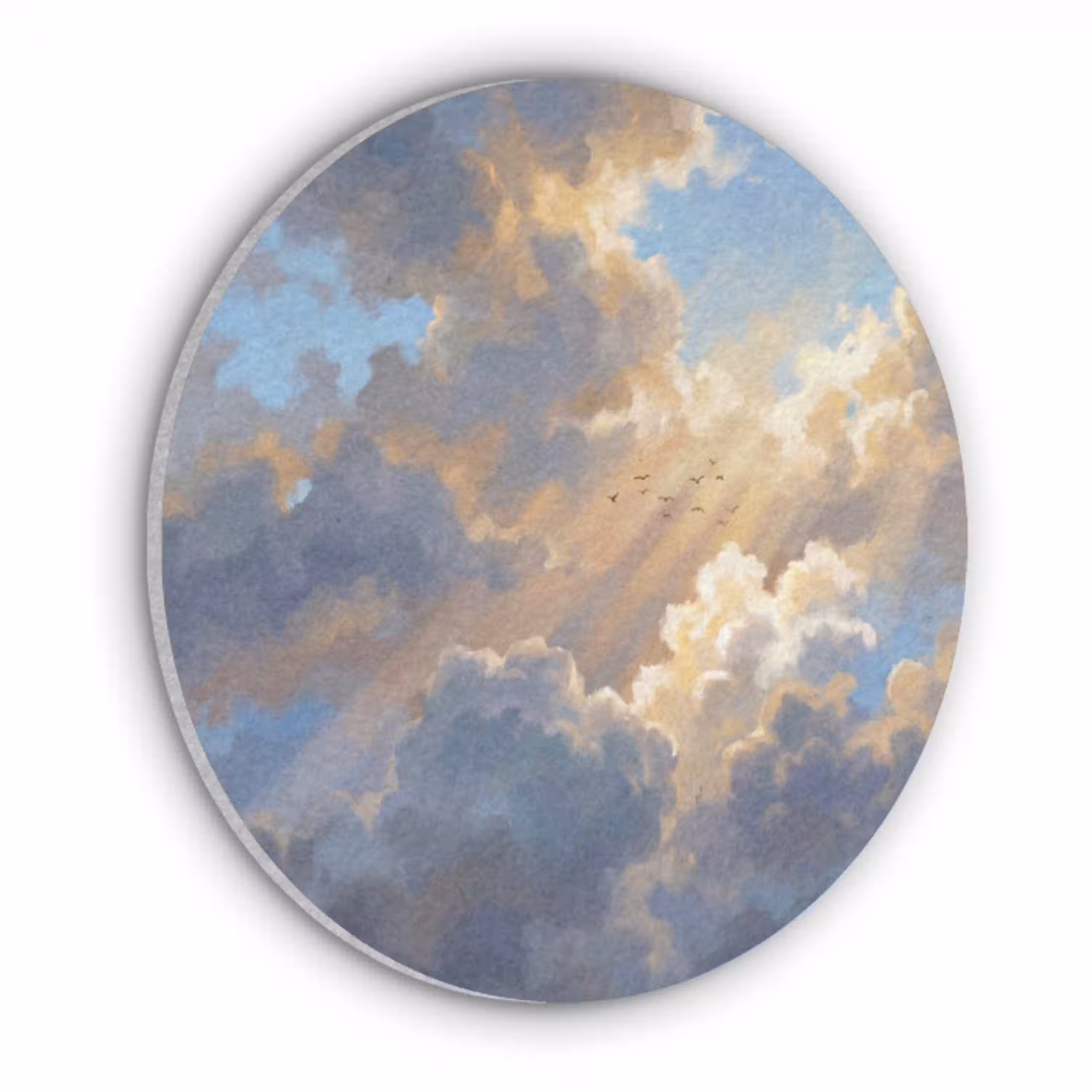 Wolken - Zonnestralen - Natuur - Abstract - Blauw Akoestische PET Vilt - Rond klein -3d