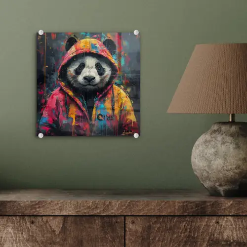 Graffiti - Panda - Jas - Kleurrijk plexiglas 5mm klein -sfeer3