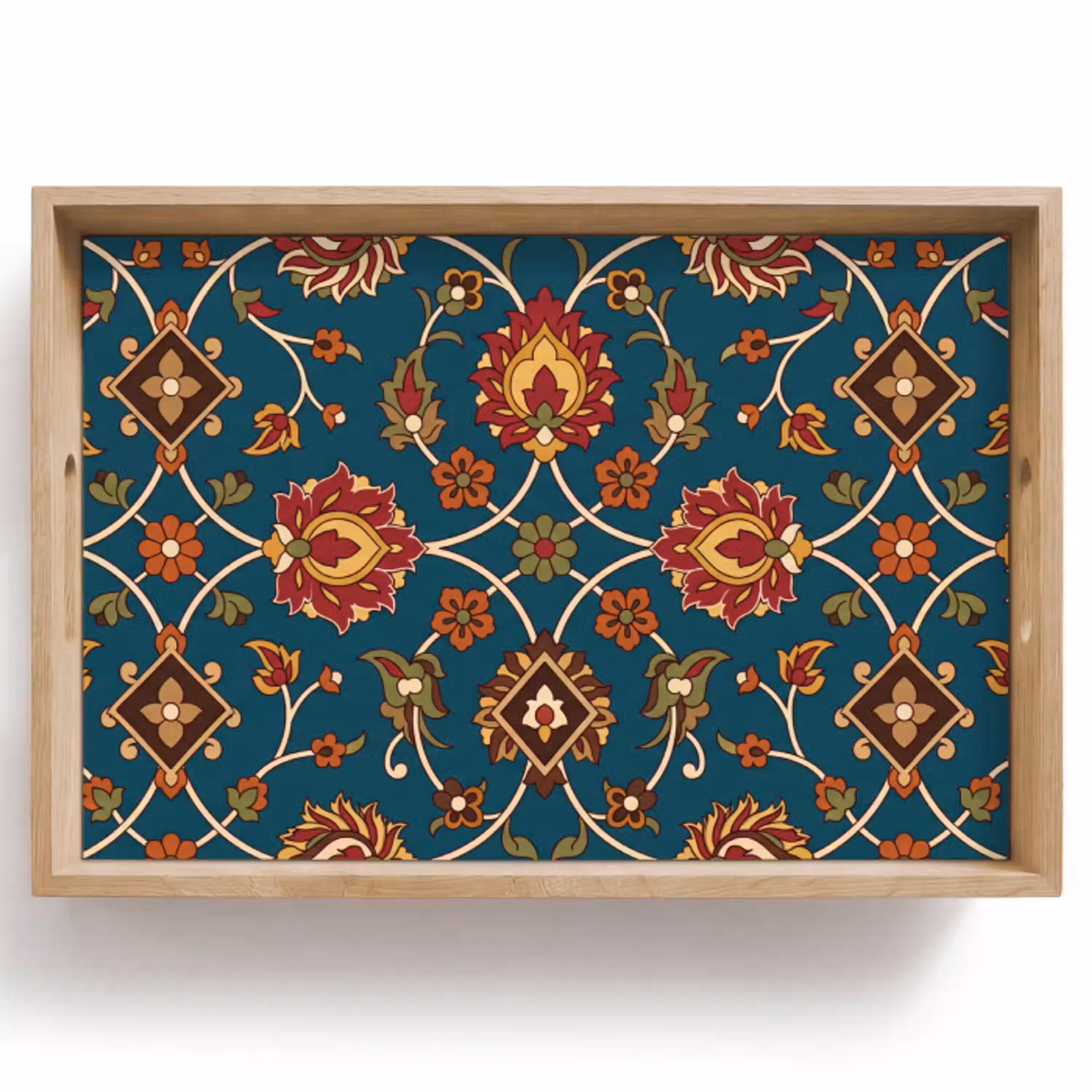 Ornament - Flora - Traditioneel - Klassiek - Blauwgroen Dienblad Rechthoek middel -z3d_shopping