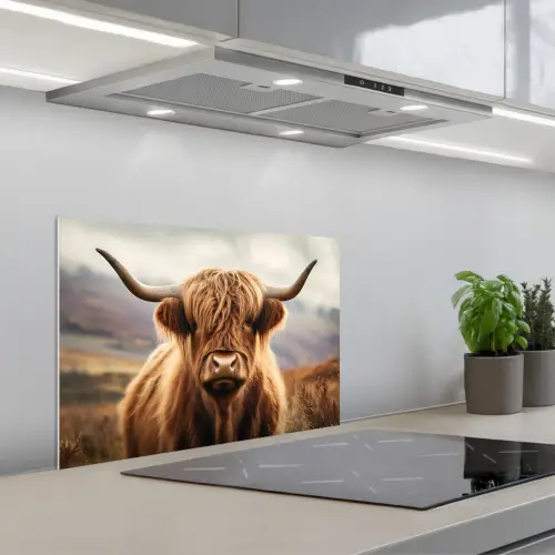 Schotse hooglander - Landschap - Dier keuken achterwand spatscherm klein -3d_schuin