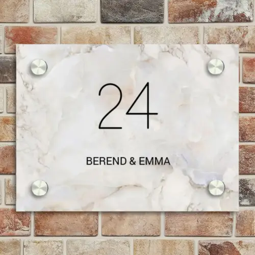 Beige marmer - Klassiek Naambord Rechthoek middel -sfeer3