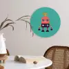 Robot - Speelgoed - Gezicht - Roze - Jongens - Kinderen Wandcirkel kunststof plaat 5mm dik klein -sfeer4