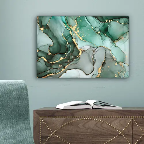 Goud - Marmer - Groen - Luxe - Marmerlook - Grijs canvas 2cm klein -sfeer4