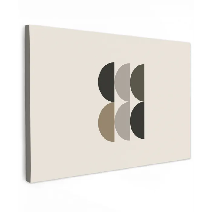 Halve cirkels - Aardetinten - Grafisch canvas 2cm klein -z3d