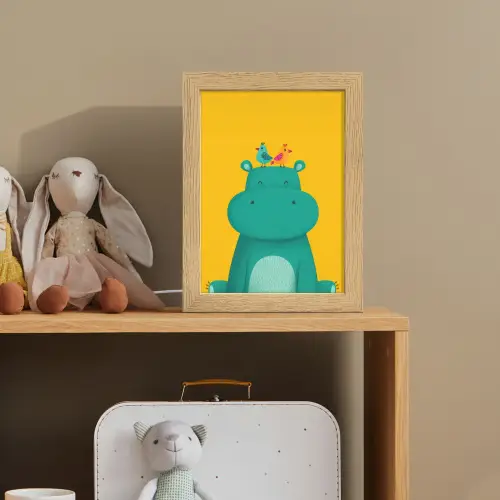 Nijlpaard - Vogels - Groen - Geel Light Box met kabel klein -sfeer2_kind