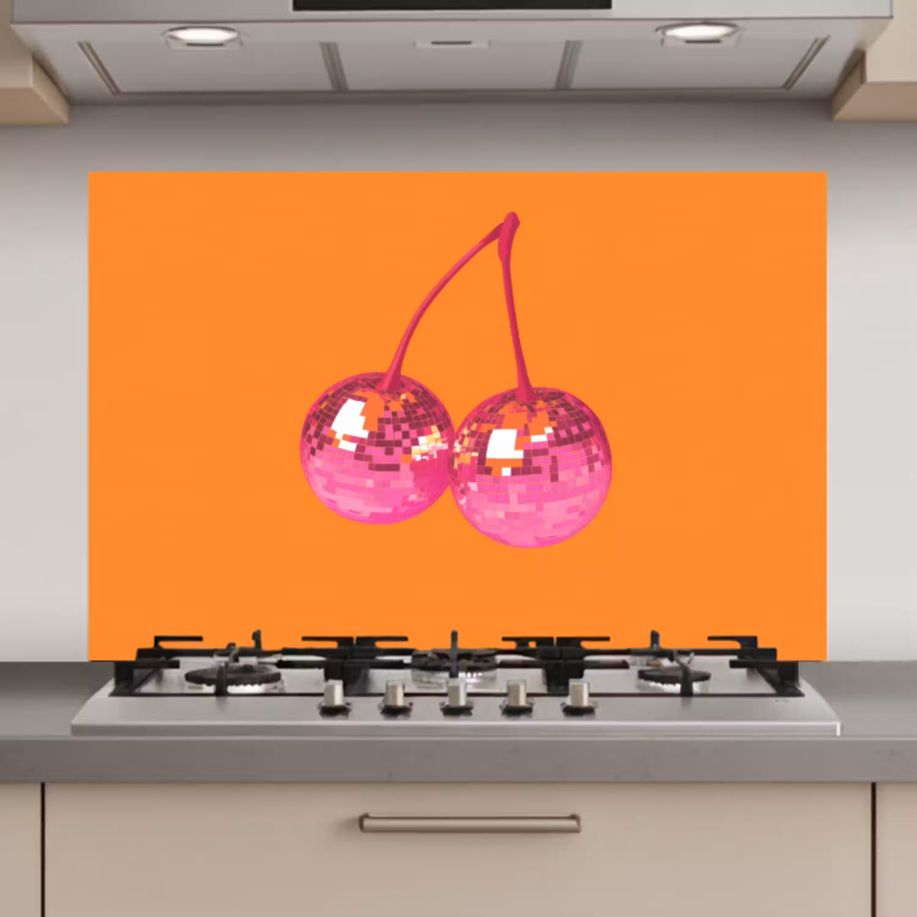 Discoballen - Kers - Spiegels - Roze keuken achterwand spatscherm klein -3d_website