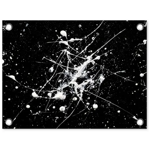 Verfspatten - Wit - Abstract - Explosie tuinposter los doek klein -3d