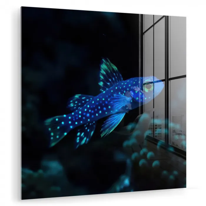 Vis - Stippen - Koraal - Blauw plexiglas 5mm klein -zzzproduct_nieuw