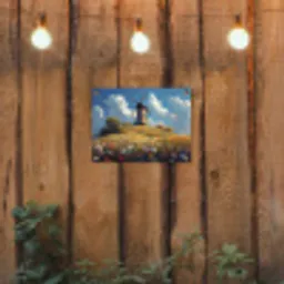 Windmolen - Heuvel - Bloemen - Kleurrijk tuinposter los doek klein -sfeer1