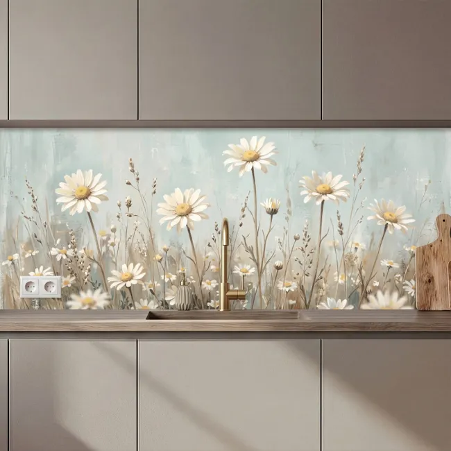 Keuken achterwand - Madelief - Illustratie - Wit