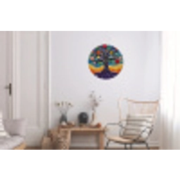 Levensboom - Mozaïek - Bloemen - Kleurrijk - Vrolijk Wandcirkel aluminium klein -woonkamer