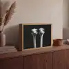 Struisvogels - Halzen - Zwart - Minimalistisch Light Box met batterij (Wandlamp) middel -sfeer2