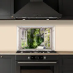 Uitzicht op de Wisteriatuin keuken achterwand spatscherm klein -sfeer1