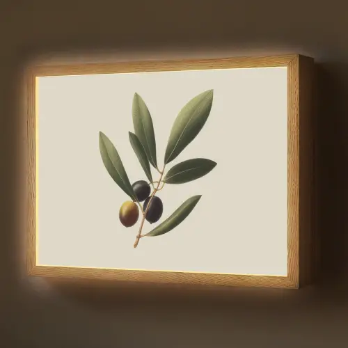 Olijftak - Donkergroen - Olijven Light Box met batterij (Wandlamp) middel -z3d_website
