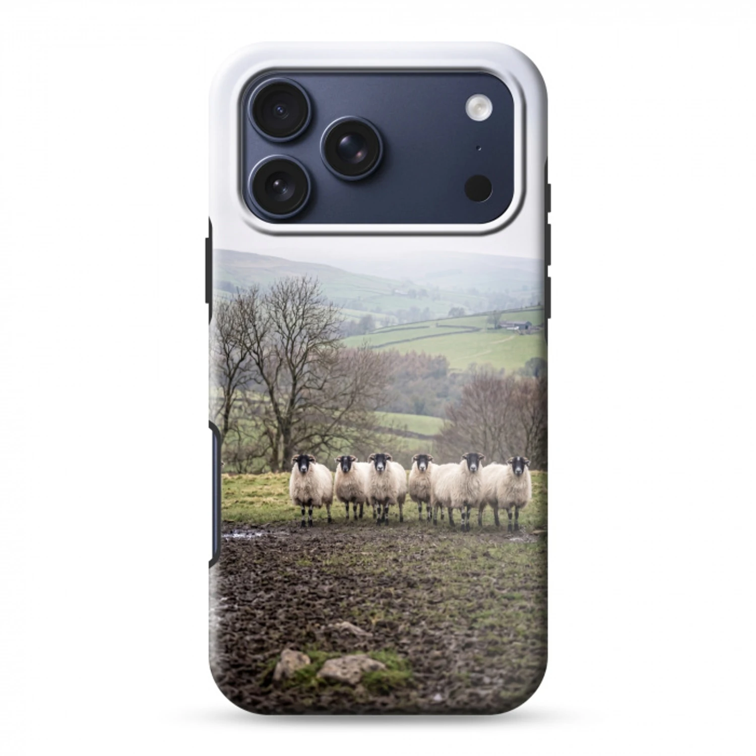 Schapen - Rij - Weide - Dieren - Platteland Toughcase MagSafe Apple iPhone 17 Pro Max klein -3d