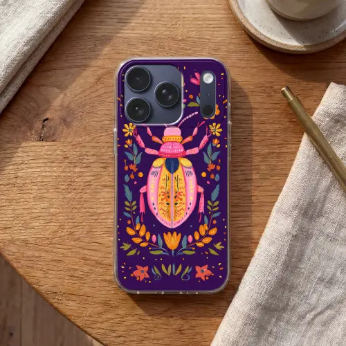 Kever - Felgekleurd - Bloemen - Bladeren Telefoonhoesje iPhone 17 Pro klein -sfeer1