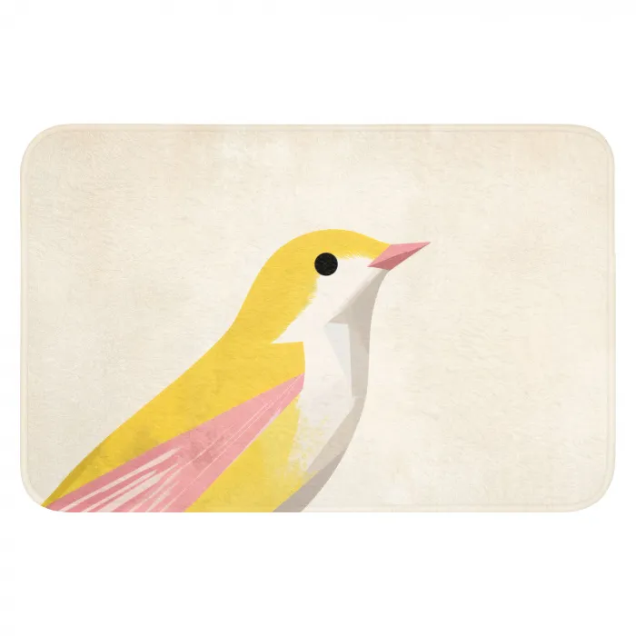 Vogel - Minimalistisch - Geel Badmat klein -3d