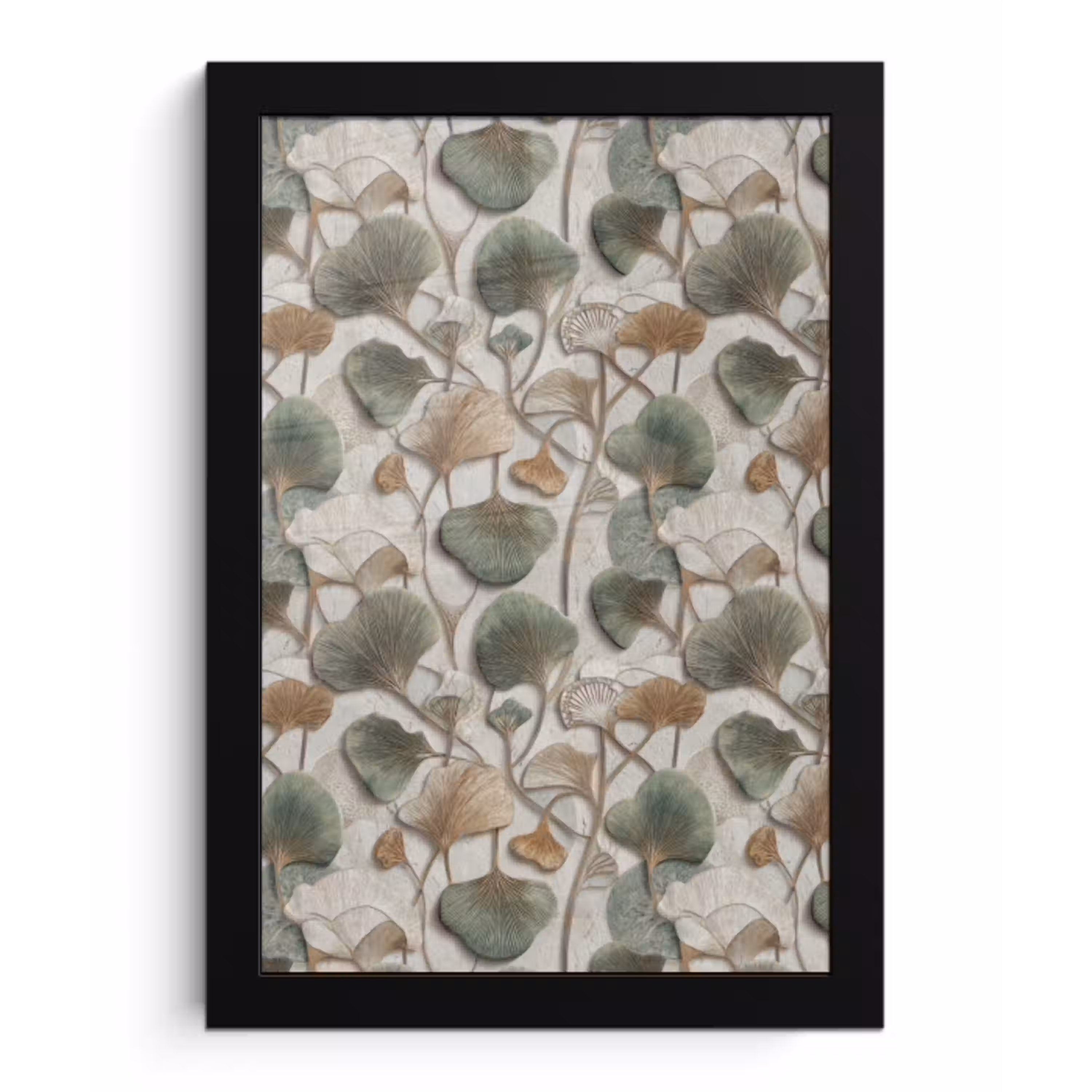 Elegant - Bladeren - Groen fotolijst zwart zonder passe partout klein 224 -3d