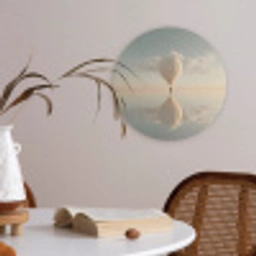 Luchtballon - Wolken - Water - Blauw Akoestische PET Vilt - Rond klein -sfeer3