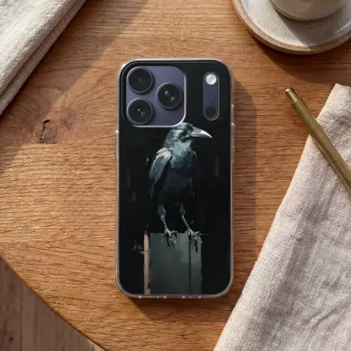 Raaf - Vogels - Zwart Telefoonhoesje iPhone 17 Pro klein -sfeer1