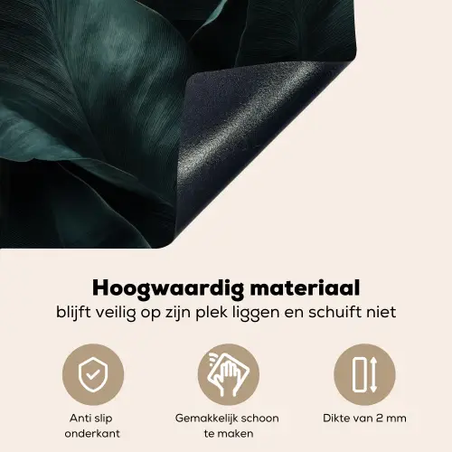 Groen - Bladeren - Glad - Nerven Inductie beschemer met haakjes middel -ky-onderkant-nl