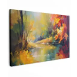 Landschap - Olieverf - Rivier - Kleurrijk canvas 2cm klein -z3d
