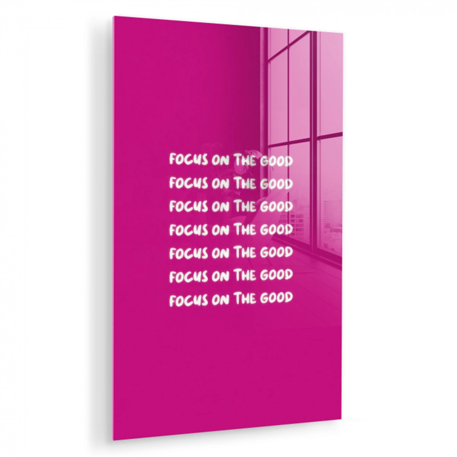 Focus on the good - Roze - wit plexiglas 5mm klein -zzzproduct_nieuw