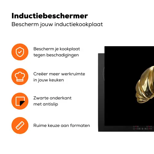 Croissant - Brood - Goud - Zwart Inductie beschermer vinyl 3mm klein -zzzzzzz-td-ups