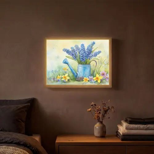 Gieter - Lavendel - Bloesems Light Box met batterij (Wandlamp) middel -sfeer4